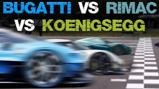 Koenigsegg VS Rimac VS Bugatti 0100 0400kmh Who Is Faster [upl. by Rez]