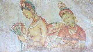 Sri Lanka Sigiriya Lion rock  frescoes paintings [upl. by Ecinnahs]