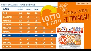 LOTTO X TUTTI I CONSIGLI E LE STATISTICHE PER LULTIMA SETTIMANA DI SETTEMBRE [upl. by Otrevire]