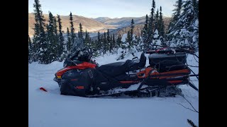 2021 Skidoo Skandic 600 ACE WT Alaska followup Moderate deep snow and trail breaking on hills [upl. by Damita967]