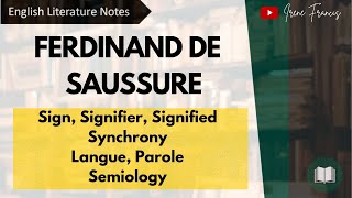 Ferdinand de Saussure  Sign Signifier Signified  Langue and Parole Structuralism IRENE FRANCIS [upl. by Maud]