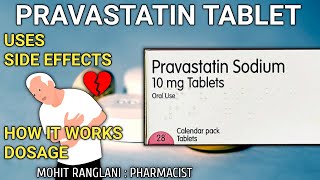 Pravastatin Tablet  Pravastatin Tablet Uses Mechanism Side effectsDose and Precaution  In Hindi [upl. by Monteria]