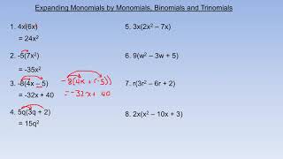 Expanding Monomials by Monomials Binomials and Trinomials [upl. by Wight]