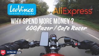 Aliexpress Leovince GP Corsa exhaust  No dB killer  Yamaha 600 fazer  Cafe Racer  4K POV [upl. by Eidod]