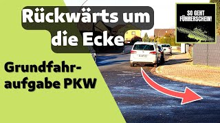 Grundfahraufgabe Klasse B  Kurve rückwärts nach Rechts  Führerschein [upl. by Cowden592]