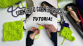 How to Crochet Corner to Corner  C2C Increase Decrease and Color Change [upl. by Shawn449]