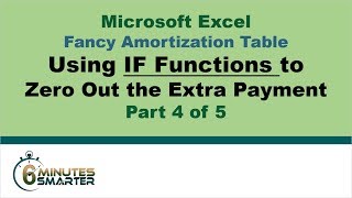 Amortization Table in Excel Part 4 of 5  IF and MIN Functions for the Extra Payment [upl. by Ludba]