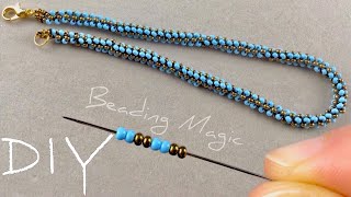 Beaded Necklace Tutorial Seed Bead Rope Necklace [upl. by Kalagher111]