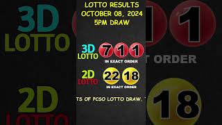 Lotto Result Today 500 pm draw October 08 2024 shorts [upl. by Felice]