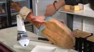 How to slice a bonein Serrano ham [upl. by Chud]