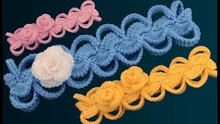 Diadema a Crochet con flores rosas 3D muy fácil de tejer estilo Irlandés tejido tallermanualperu [upl. by Ecidnacal]