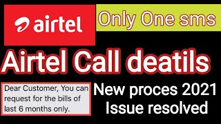 Airtel call details by SMS  Airtel call history  2021 process  6 month details [upl. by Aihsekat]