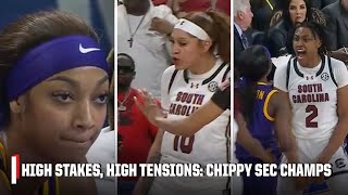 HIGH STAKES ➡️ HIGH TENSIONS 👀 CHIPPY MOMENTS from LSU vs South Carolina  ESPN College Basketball [upl. by Aylward]