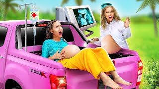 Building Secret Room in a Pickup for Pregnant Girls [upl. by Allecram]