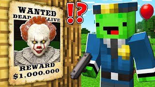 Why Clown Pennywise is Wanted MIKEY Policeman SEARCHING Creepy Clown in Minecraft   Maizen [upl. by Lishe623]