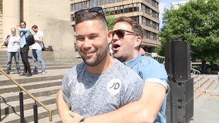 TONY BELLEW amp EDDIE HEARN REENACT THE MOMENT WHERE BELLEW MUGGED HEARN OFF AFTER THE HAYE FIGHT [upl. by Airekat]