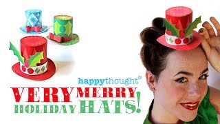 Very Merry Holiday Hats  3 free festive mini paper top hats to download [upl. by Neelsaj]