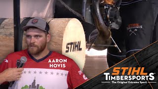 Aaron Hovis Hot Saw misfire prevents STIHL TIMBERSPORTS Finals qualification [upl. by Ydennek]