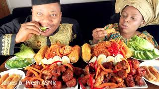 ASMR MUKBANG  SPICY CHICKEN CURRY SPICY STIR FRIES EGG SPICY JOLLOF RICE RECIPE  EATING SHOW [upl. by Adnoval]