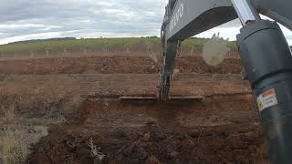 337Excavator with 12ft grader blade vs 8ft bucket silting [upl. by Tlevesoor]