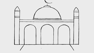 How to draw Mosque step by step । Mashjid Drawing Tutorial [upl. by Llenart92]