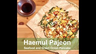 Haemulpajeon Seafood and Green Onion Pancake 해물파전 [upl. by Nodnelg]