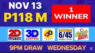 9PM LOTTO RESULTS TODAY NOVEMBER 13 2024 Complete Details [upl. by Harlow]