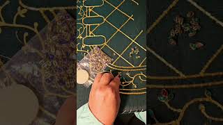 Hand goldwork embroidery sewing on the gems diycrafts textileart [upl. by Nyrahs440]