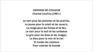 CRAYONS DE COULEUR Chantal Couliou [upl. by Bartholemy96]