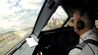 Pilots and birds view of WizzAirs flyby over Budapest [upl. by Nosydam]