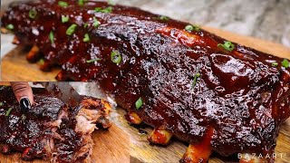 Super Easy Oven Baked Ribs Fall Off The Bone BBQ Ribs Recipe [upl. by Masha507]