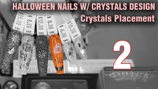 Halloween Design  Crystals Placement  Nail Art Tutorial  How to Quick Easy Simple [upl. by Ottinger]