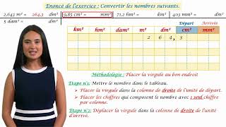 Convertir des unités daire km² hm² dam² m² dm² cm² mm²  Tableau de conversion [upl. by Nivlag]