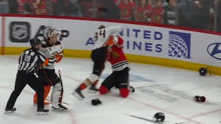 John Gibson and Petr Mrazek join scrum as fights erupt between Ducks and Blackhawks [upl. by Laucsap260]