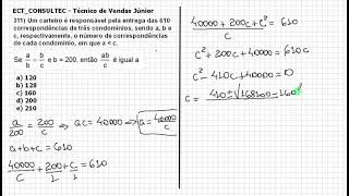 Matemática Concursos ECT CONSULTEC Q0311 [upl. by Dann]