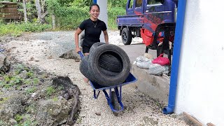 Juvy Shows How to Use the 150 Washer and Makes a Tire Garden [upl. by Htebaras868]