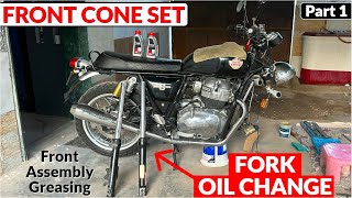 Royal Enfield Interceptor 650 Front Cone Set Change  Part 1 [upl. by Amlus]