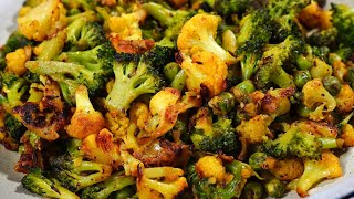 BROCCOLI CAULIFLOWER PEPPER FRY Quick amp Easy Side Dish [upl. by Gretal977]