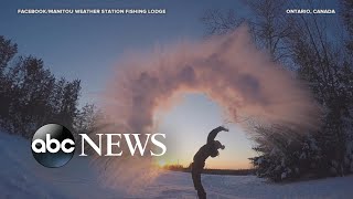 People throw boiling water into freezing air to prove how cold it is [upl. by Watters]