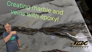 How to create veins and marble using Stone Coat epoxy resin I KCDC Designs [upl. by Ahcas576]