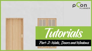 settings of walls windows and doors in pCon planner  tutorial part2  architechnology [upl. by Onfroi]