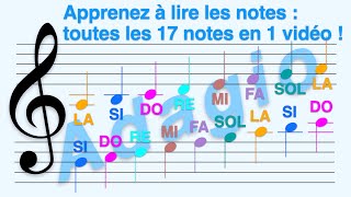 Do Ré…Si  Clé de Sol vitesse ADAGIO  Apprendre à lire toutes les 17 Notes avec 1 seule vidéo [upl. by Asus779]