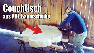 XXL Couchtisch aus einer Baumscheibe bauen  DIY Coffee Table [upl. by Kuehnel745]