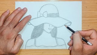 كيفية رسم فتاة ترتدي قبعة خطوة بخطوة  كيفية رسم فتاة [upl. by Atinid691]