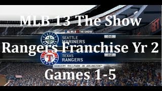 MLB 13 The Show Texas Rangers Franchise Yr 2  gms 15 vs Seattle Mariners amp Offseason [upl. by Azriel]