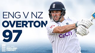 So Close To Debut Ton  Jamie Overton Scores 97 at Headingley  England v New Zealand [upl. by Ayifa]