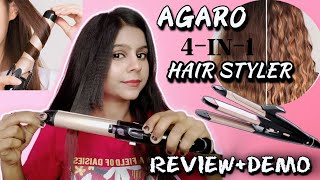 AGARO 4in1 Hair Styler StraightenerCrimper Curler Brush  Review  Demo  BeautyWithCggirl [upl. by Suciram]