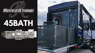 Tour the ALLNEW Riverstone 45BATH Toy Hauler Luxury Fifth Wheel by Forest River [upl. by Yartnoed727]