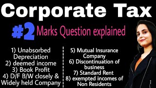 corporate tax 2 marks questions mcom sem 3 gurugram university mdu corporate tax lectures [upl. by Acnaiv]