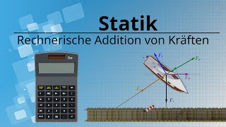 Kräfteaddition Rechnerische Ermittlung von Kräften in der Statik  zentrales Kräftesystem [upl. by Huberman334]